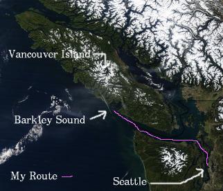 Satellite image of Vancouver Island