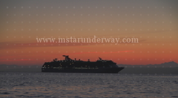 Cruise Ship arriving at dawn in the Salish Sea