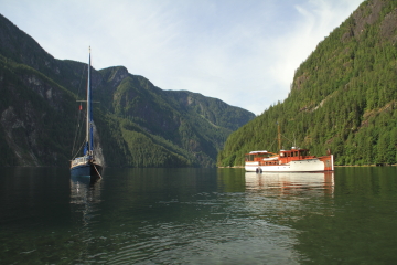 Looking out from Chatterbox Falls into Princess Louisa Inlet.